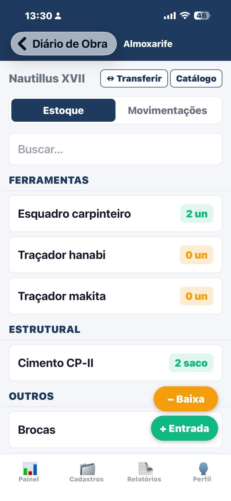 Almoxarife por obra
